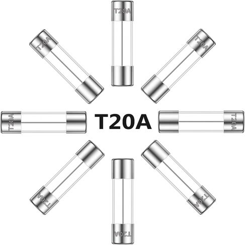 ALLECIN 5x20MM 10A 250V Slow Blow Glass Fuses 10 Amp 250 Volt 0.2 x 0.78 Inch Slow-Acting Time-delay Fuse T10AL250V Tube Fusibile (Pack of 20Pcs) in Kuwait