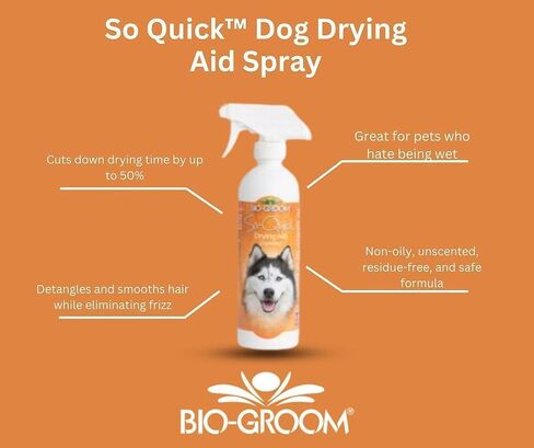 Bio-Groom So Quick Dry Dog Spray – Detangler Spray for Dogs & Cats, Shortens Drying Time, Unscented, Cruelty-Free, Made in USA, Dog Grooming Products – 16 fl oz 1-Pack in Saudi Arabia