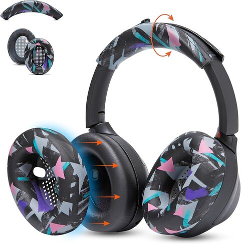 WC Sweatz و Bandz Bundle Pack لسماعات Sony WH-1000XM4 | أغطية العرق وغطاء عقال | 90 أسود in Kuwait