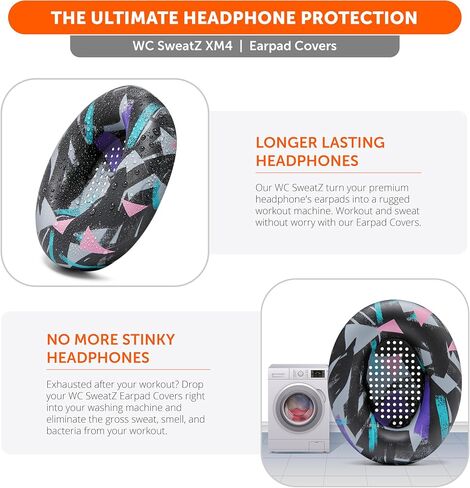 WC Sweatz و Bandz Bundle Pack لسماعات Sony WH-1000XM4 | أغطية العرق وغطاء عقال | 90 أسود in Kuwait