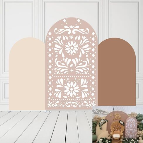 Beige Cielito Lindo Arch Backdrop Cover Cover Mexican Fiesta Fiesta Wedding Birthday Decorations Arch Spandex يغطي حفلات استحمام الطفل المعمدانية (4 × 7.2 قدمًا ، G-3738) in Kuwait