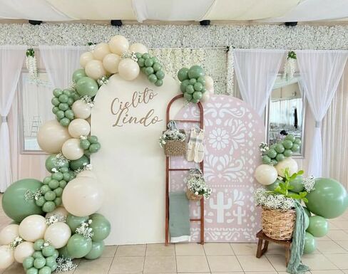 Beige Cielito Lindo Arch Backdrop Cover Cover Mexican Fiesta Fiesta Wedding Birthday Decorations Arch Spandex يغطي حفلات استحمام الطفل المعمدانية (4 × 7.2 قدمًا ، G-3738) in Kuwait