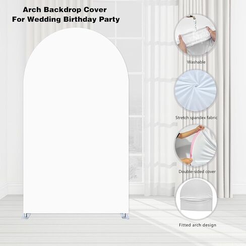 Beige Cielito Lindo Arch Backdrop Cover Cover Mexican Fiesta Fiesta Wedding Birthday Decorations Arch Spandex يغطي حفلات استحمام الطفل المعمدانية (4 × 7.2 قدمًا ، G-3738) in Kuwait