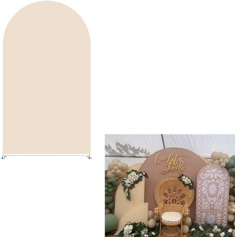 Beige Cielito Lindo Arch Backdrop Cover Cover Mexican Fiesta Fiesta Wedding Birthday Decorations Arch Spandex يغطي حفلات استحمام الطفل المعمدانية (4 × 7.2 قدمًا ، G-3738) in Kuwait