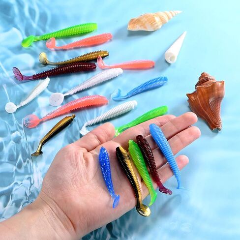 Soft Fishing Lures - Paddle Tail Swim Bait for Bass, Trout in Saltwater & Freshwater - Rigged with Hook - Durable ABS Plastic in Saudi Arabia