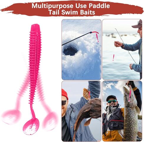 Soft Fishing Lures - Paddle Tail Swim Bait for Bass, Trout in Saltwater & Freshwater - Rigged with Hook - Durable ABS Plastic in Saudi Arabia
