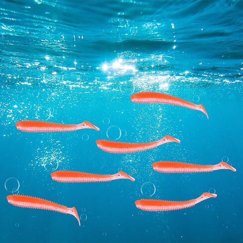 Soft Fishing Lures - Paddle Tail Swim Bait for Bass, Trout in Saltwater & Freshwater - Rigged with Hook - Durable ABS Plastic in Saudi Arabia