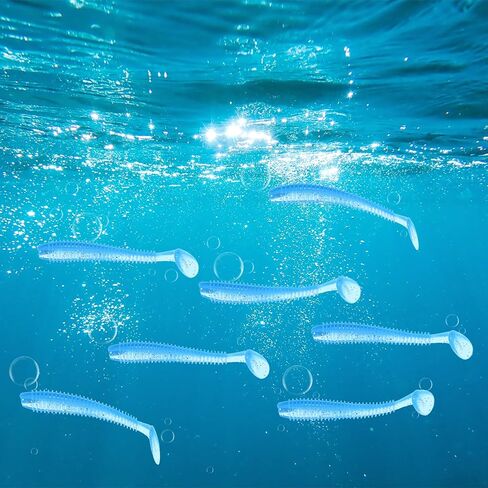 سحر الصيد الناعم - طعم سباحة ذيل مجداف للباس ، سمك السلمون المرقط في المياه المالحة والمياه العذبة - مزورة مع خطاف - بلاستيك ABS متين in Kuwait