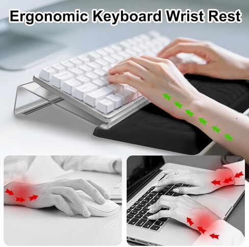 MOSISO Wrist Rest for Keyboard and Computer Keyboard Stand Set, Ergonomic Wrist Rest Pad, Woven Stripes Non-Slip Arm Rest Cushion, Easy Typing Working Acrylic Clear Holder for Office Home, Black in Saudi Arabia