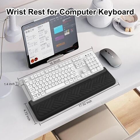 MOSISO Wrist Rest for Keyboard and Computer Keyboard Stand Set, Ergonomic Wrist Rest Pad, Woven Stripes Non-Slip Arm Rest Cushion, Easy Typing Working Acrylic Clear Holder for Office Home, Black in Saudi Arabia