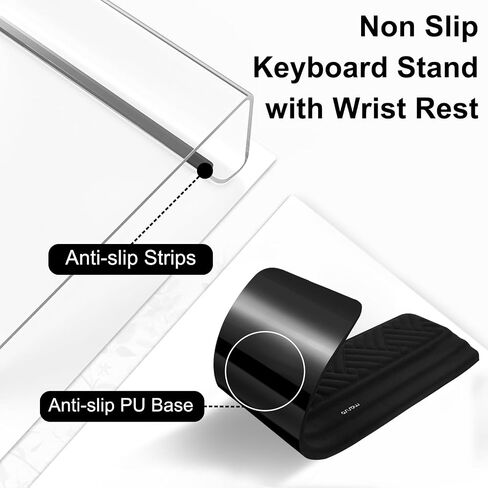 MOSISO Wrist Rest for Keyboard and Computer Keyboard Stand Set, Ergonomic Wrist Rest Pad, Woven Stripes Non-Slip Arm Rest Cushion, Easy Typing Working Acrylic Clear Holder for Office Home, Black in Saudi Arabia