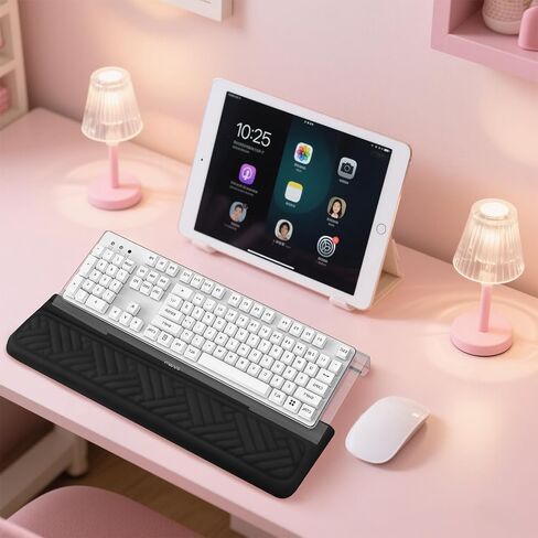 MOSISO Wrist Rest for Keyboard and Computer Keyboard Stand Set, Ergonomic Wrist Rest Pad, Woven Stripes Non-Slip Arm Rest Cushion, Easy Typing Working Acrylic Clear Holder for Office Home, Black in Saudi Arabia