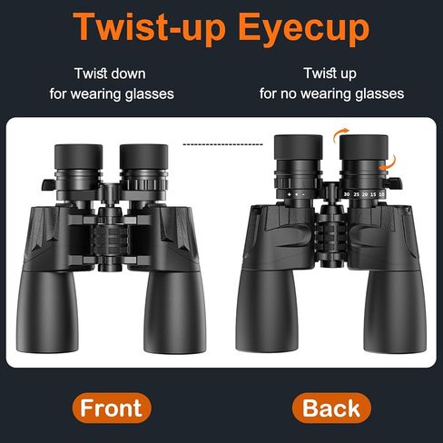 مناظير 20x50 مناظير عالية القوة للبالغين والأطفال مع رؤية ليلية منخفضة الإضاءة، مناظير مدمجة مقاومة للماء لمشاهدة الطيور والصيد والسفر وكرة القدم والنجوم BAK-4 Prism FMC in Kuwait