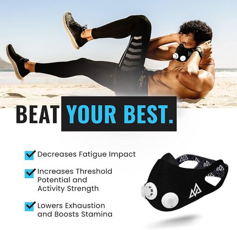 TRAININGMASK - Elevation Training Mask 2.0 - Fitness Mask, High Altitude Mask, Workout Mask, Running Mask, Breathing Mask, Endurance Mask (Medium, Black) in Kuwait