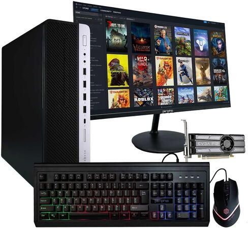 HP Prebuilt Gaming Desktop Computer | Intel I5 + Geforce GT 1030 2GB GPU | 1080p ألعاب الكمبيوتر | 16 جيجابايت DDR4 RAM | 1TB SSD | Wi-Fi 5g + Bluetooth | Windows 11 Pro | شاشة شاشة LCD الجديدة 24in (متجددة) in Kuwait