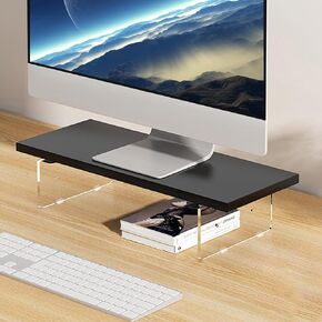 Anti-slip Monitor Stand Riser 2.16/3.34 Inch 2 Height Adjustments Clear Acrylic Stand with Clear Anti-slip Mat, Desk Accessories Screen/PC/Printer/Laptop/Mirror Riser 7.8 x 15.7 Inch (White) in Kuwait