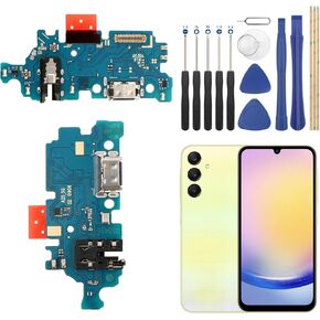 YHX-US Charging Port Replacement for Samsung Galaxy A25 5G A256U USB Dock Connector Flex Cable Microphone Replacement for A25 5G A256B with Screwdrivers