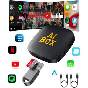 Opluz Wireless CarPlay and Android Auto Adapter 2 in1 Support Netflix/YouTube AI Box Lite for Factory Wired CarPlay Cars with U Disk/TF Card Magic Link CarPlay Ai Box Convert Wireless CarPlay Dongle