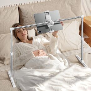 OATSBASF Tablet Stand for Bed, iPad Holder for Desk, Height and Length are Adjustable, Foldable Phone Holder for Desk Fit for Phones, Tablets, Switch and More 4.7"-12.9" Devices, White