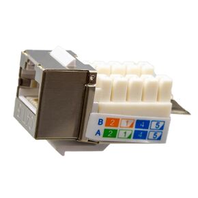 Slimline Shielded Cat6 Keystone Jack, RJ45 Female to 110 Punch Down, Gold Connectors, High-Speed Network Performance, Easy Install