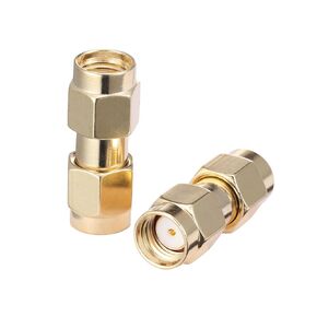 RP-SMA Male(Hole) to RP-SMA Male(Hole) Adapter Coaxial Cable Connector Copper Gold-Plating 50 ohms Radio Router WiFi Antenna Walkie-Talkie Mobile Communication Pack of 2