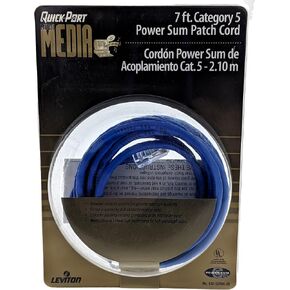 Leviton 52454-7R Category 5 Ethernet Network Cable, 7-Foot LAN Patch Cord, Blue