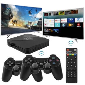 Wwahuayuan 64g Retro Game Console 30000+ Games Classic Video Game Damesith مع 2 وحدة تحكم لـ 4K TV HD Output