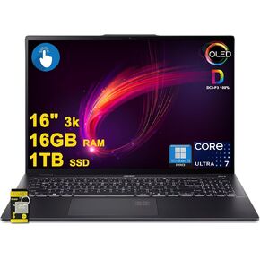 acer Swift 16 AI Laptop 16" 3k OLED Touch 100% DCI-P3 Intel 8-core Ultra 7 Series 2 256V (Up to 47 Tops) 16GB DDR5 1TB SSD for Creator Designer Business Professional Win11Pro ICP Hub/Copilot+ AI PC