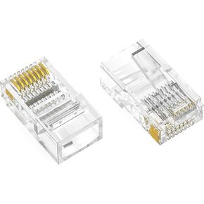 Axiom Memory - RJ45C6AUF100-AX - Axiom RJ45 Cat.6a UTP Feed-Thru Plug, Solid/Stranded Wire, 50 Micron, 100-Pack - 100 Pack - Clear