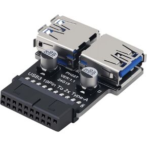 USB 3.0 Front Panel Header Splitter USB3.0 19/20Pin to Double USB A Motherboard Header Adapter 1 Female to 2 Female Front Connector Converter