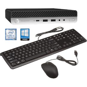 HP Prodesk 600 G4 Mini PC Desktop, Micro Computer, Core 8th Gen i5-8500T 3.5GHz, 16GB RAM, 512GB SSD, Wired Keyboard, win 11 pro, Black (Renewed)