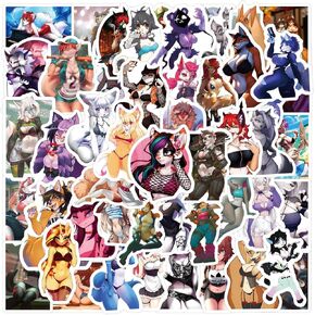 60PCS Sexy Furry Character Stickers, Decorative Vinyl Stickers for Laptop, Luggage, Skateboard