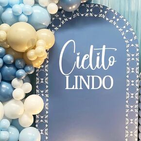 Cielito Lindo Party Decorations Vinyl Decal for Arch Backdrop, White Cielito Lindo Baby Shower Decal Stickers, Mexican Talavera Wedding/Birthday Party Vinyl Sign