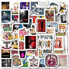 60pcs Stickers Classic Musical Decals for Laptop Water Bottles Phone Case Guitar Bumper Skateboard Vinyl Waterproof