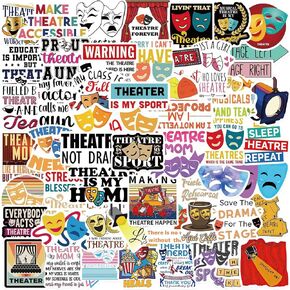 Theatre Stickers,50 PCS Aesthetic Waterproof Stickers,Vinyl Sticker for Water Bottle,Laptop,Phone,Skateboard Sticker for Teens Girls Kids