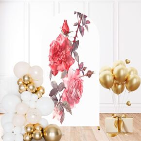 7.2FT Arch Backdrop Cover Flowers Leaves Watercolor Used as Greeting for Wedding Birthday Other Wedding Arch Cover Spandex Fitted Stretchy Backdrop Stand Covers for Wedding Birthday Party Decoration