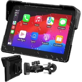 MT700 Wireless Motorcycle CarPlay/Android Auto, 7" IP67 Waterproof GPS Navigation Touchscreen, Anti-Theft Design Quick-Release Magnetic Mount, Music Sharing, Light Sensor, Siri/Google Assistant