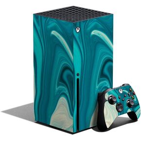 MightySkins Skin Compatible with Xbox Series X Bundle - Aqua Swirl | Protective, Durable, and Unique Vinyl Decal wrap Cover | Easy to Apply, Remove, and Change Styles | Made in The USA