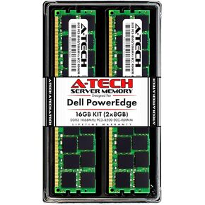 A-Tech 16GB (2x8GB) RAM for Dell PowerEdge R310, T310, R810, R810 II, R910, R910 II, M910, M910 II | DDR3 1066MHz ECC-RDIMM PC3-8500 4Rx8 1.5V 240-Pin ECC Registered DIMM Server Memory Upgrade Kit