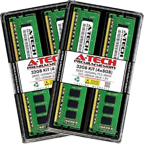 A-Tech 32GB Kit (4x8GB) Memory RAM for Dell Precision T1700 - DDR3 1600MHz PC3-12800 ECC Unbuffered UDIMM 2Rx8 1.5V - Server