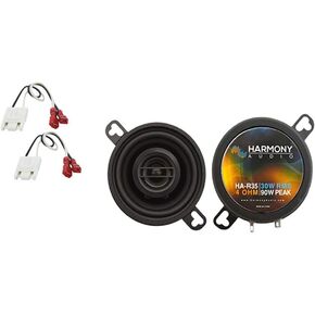 Harmony Audio Compatible with 1973-87 Chevy CK Pickup HA-R35 3.5" New Front Dash Replacement 90W Speaker Upgrade AndHA-724500 Factory Speaker Replacement Harness