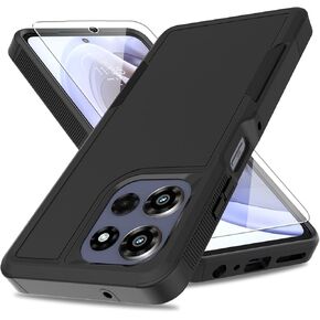 for Moto G Power 5G 2025 Case,[Military Grade Drop Tested] with HD Screen Protector,Dual Layer Protective Heavy Duty Cell Phone Cover Non-Slip Shockproof Case for Motorola G Power 5G 2025 (Black)