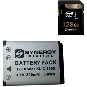 Synergy Digital Accessory Kit, Compatible with Kodak PIXPRO FZ55 Digital Camera Includes: SDKLIC7006 Battery, SY-SD128GB Memory Card