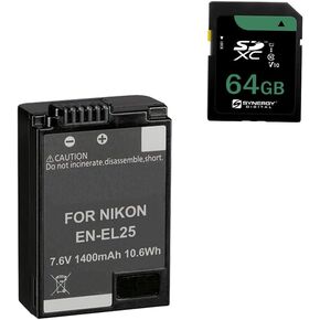 Synergy Digital Accessory Kit, Compatible with Nikon Z30 Digital Camera Includes: SDEN-EL25 Battery, SY-SD64GB Memory Card
