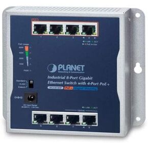 WGS-814HP Industrial 8-Port 10/100/1000T Wall-Mounted Gigabit Switch with 4-Port PoE+