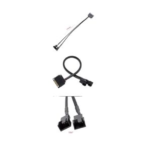 Black Sleeved 27cm Cooler Cooling Fan Splitter Power Cable 12V SATA to Multiport 3/4Pin Connector for IDE Computer PC(SATA to 2 x 4pin)