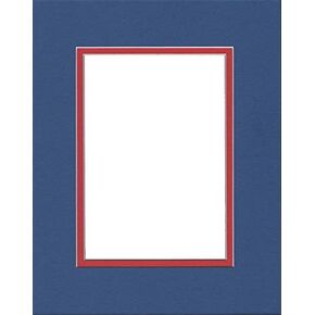 Pack of (2) 20x24 Double Acid Free White Core Picture Mats Cut for 16x20 Pictures in Royal Blue and Real Red