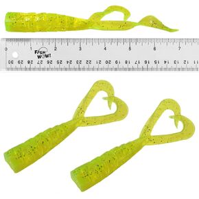 3pcs 6 inch Twin Tail Perch Grub 6" Fat Scampi Soft Lure - Charreuse