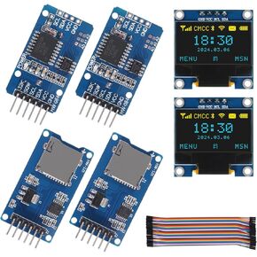 0.96 Inch OLED I2C IIC Display Module with DS3231 AT24C32 IIC RTC Module Clock Timer Memory Module and Micro SD TF Card Adater Reader Module +Dupont Wire Compatible with Arduino Raspberry Pi