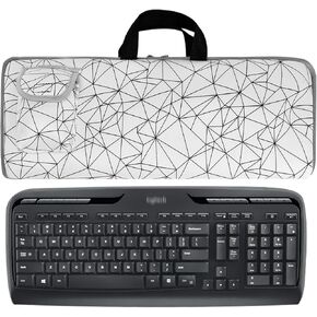 Keyboard Sleeve Mouse Travel Case for Logitech MK335 Wireless Keyboard Mouse Combo Neoprene Mouse Pouch and Cable Storage Bag (Silver)